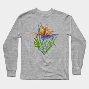 Bird of Paradise Watercolor Long Sleeve T-Shirt